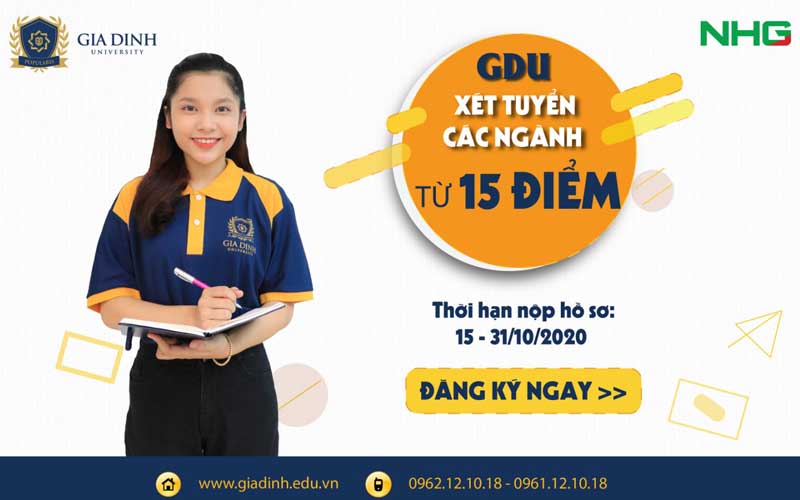Đại học Gia Định xét tuyển bổ sung chỉ tiêu các ngành theo phương thức điểm thi THPT đến ngày 31/10