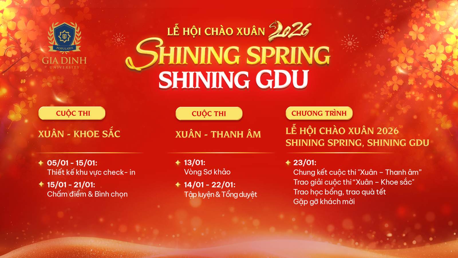Lễ hội Chào Xuân 2026: Shining Spring, Shining GDU - Tỏa sáng sắc Xuân ...