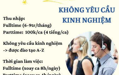 NHÂN VIÊN CSKH (KHÔNG YÊU CẦU KINH NGHIỆM) 