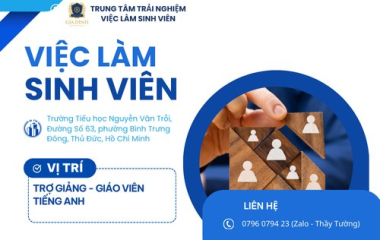 Trợ giảng - Giáo viên dạy tiếng Anh cho Học sinh tiểu học