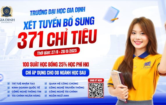 Trường Đại học Gia Định xét tuyển bổ sung 371 chỉ tiêu hệ đại học chính quy